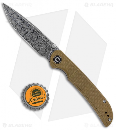 CIVIVI Imperium Liner Lock Knife Olive Micarta (3.5" Damascus) C2107DS-2