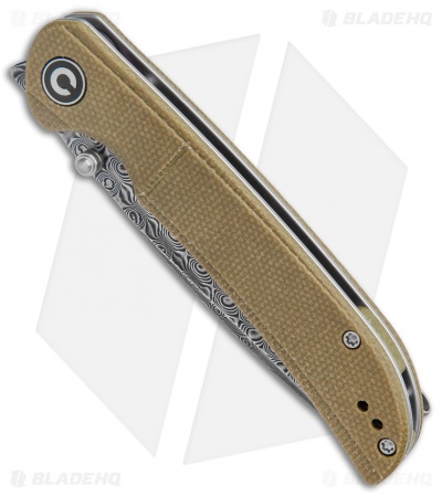 CIVIVI Imperium Liner Lock Knife Olive Micarta (3.5" Damascus) C2107DS-2