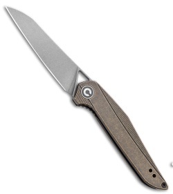 CIVIVI Isham Mckenna Liner Lock Knife Black Stonewashed Brass  (2.9" Stonewash)