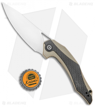 CIVIVI Isham Plethiros Flipper Knife Tan/Carbon Fiber (3.45" Satin) C904A