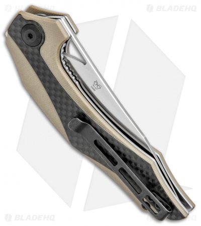 CIVIVI Isham Plethiros Flipper Knife Tan/Carbon Fiber (3.45" Satin) C904A