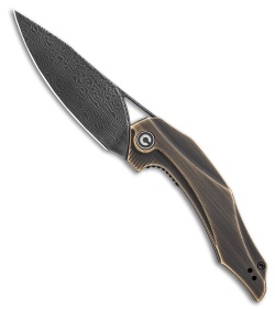 CIVIVI Isham Plethiros Flipper Knife Brass (3.45" Black Damascus) C904DS-3