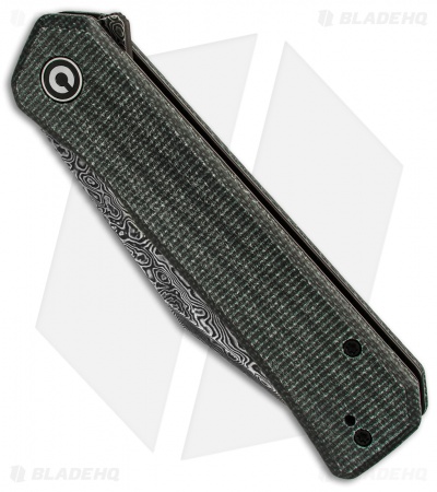 CIVIVI Relic Liner Lock Knife w/Tweezers Green Micarta (3.5" Damascus)
