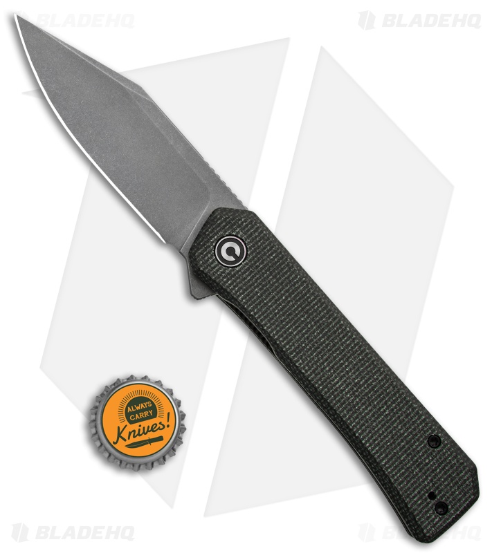 CIVIVI Relic Liner Lock Knife w/Tweezers Green Micarta (3.5" SW)