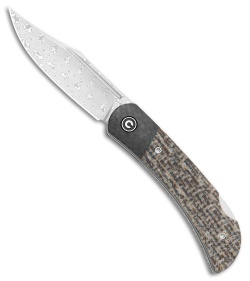 CIVIVI Rustic Gent Lock Back Knife Matrix Micarta/CF (2.97" Damascus) C914DS-2