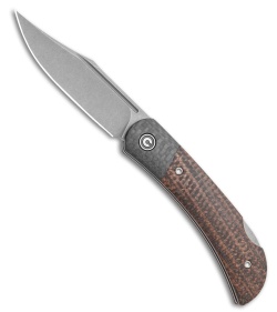 CIVIVI Rustic Gent Lock Back Dark Brown Matrix Micarta/CF (3" Gray Stonewash D2)