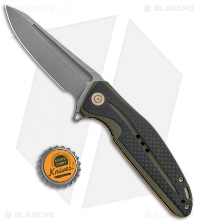 CIVIVI Statera Flipper Liner Lock Knife OD Green Carbon Fiber (3.5" SW) C901B