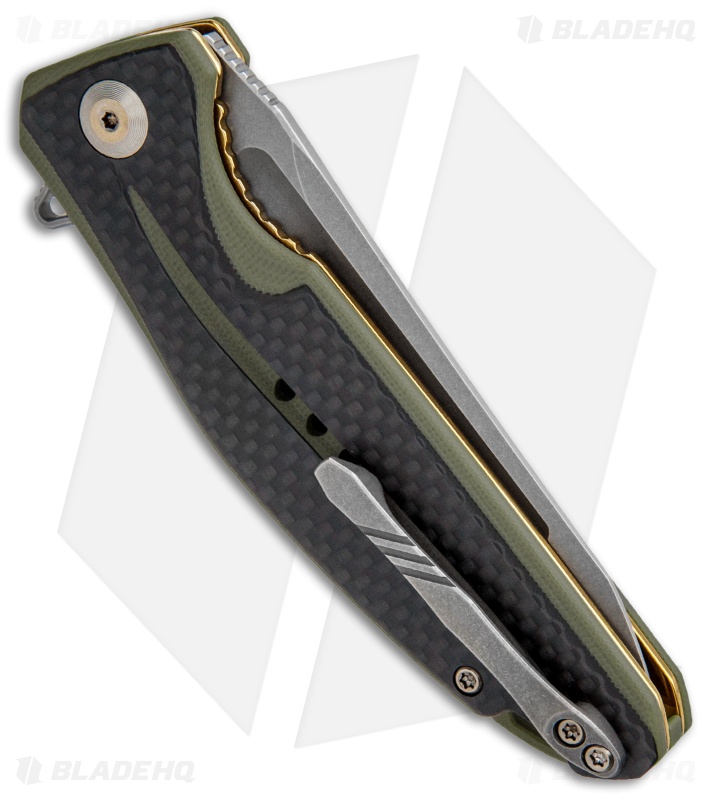 CIVIVI Statera Flipper Liner Lock Knife OD Green Carbon Fiber (3.5" SW) C901B