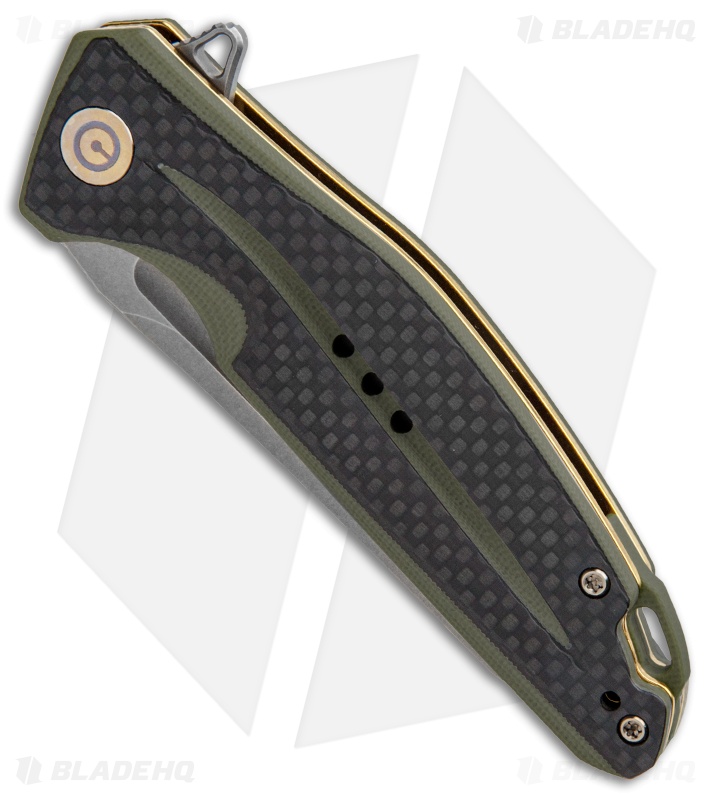 CIVIVI Statera Flipper Liner Lock Knife OD Green Carbon Fiber (3.5" SW) C901B