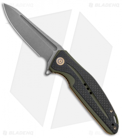 CIVIVI Statera Flipper Liner Lock Knife OD Green Carbon Fiber (3.5" SW) C901B