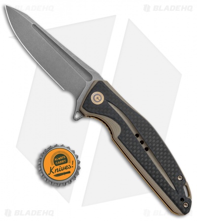 CIVIVI Statera Flipper Liner Lock Knife Tan Carbon Fiber (3.5" SW) C901A