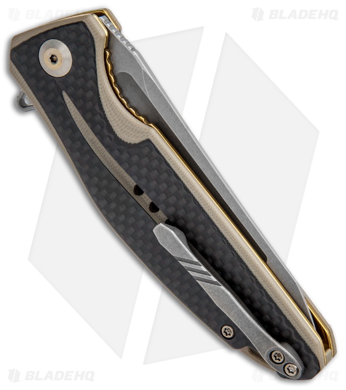 CIVIVI Statera Flipper Liner Lock Knife Tan Carbon Fiber (3.5" SW) C901A
