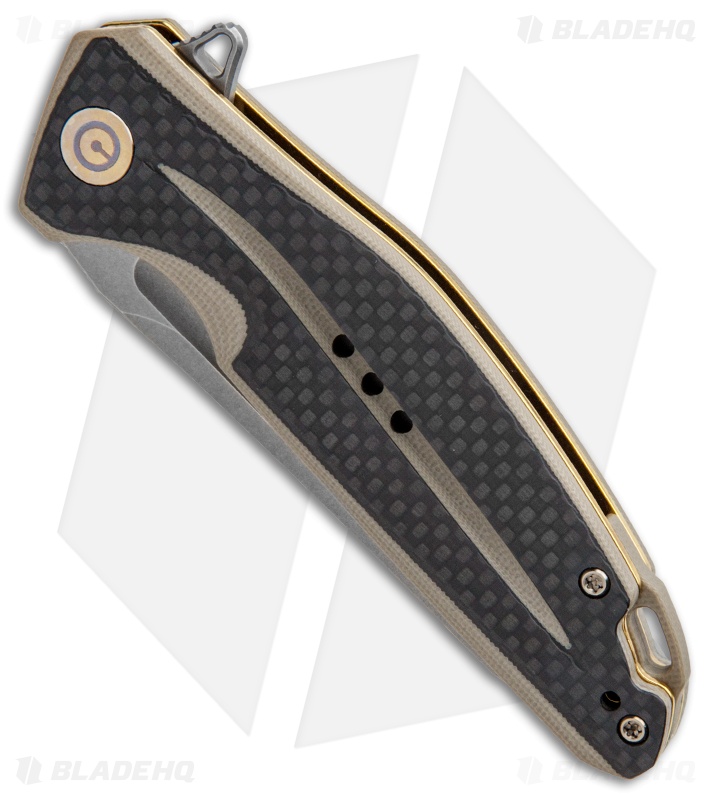 CIVIVI Statera Flipper Liner Lock Knife Tan Carbon Fiber (3.5" SW) C901A