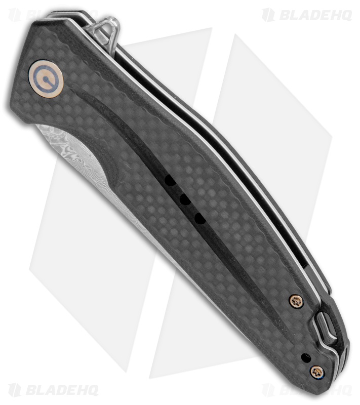 CIVIVI Statera Flipper Liner Lock Knife Black G10/Carbon Fiber (3.5" Damascus) 