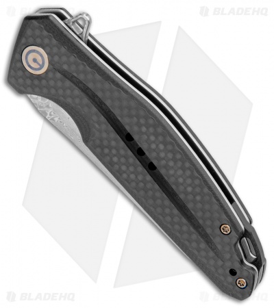 CIVIVI Statera Flipper Liner Lock Knife Black G10/Carbon Fiber (3.5" Damascus) 