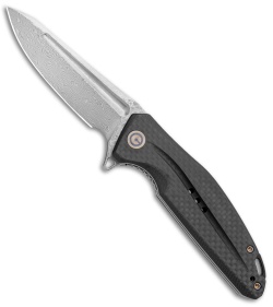 CIVIVI Statera Flipper Liner Lock Knife Black G10/Carbon Fiber (3.5" Damascus) 