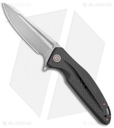 CIVIVI Statera Flipper Liner Lock Knife Black G10/Carbon Fiber (3.5" Damascus) 