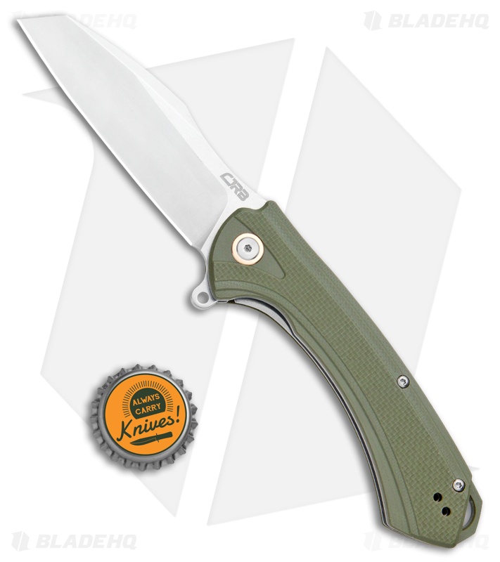 CJRB Cutlery Barranca Liner Lock Knife OD Green G-10 (3.5" Stonewash)