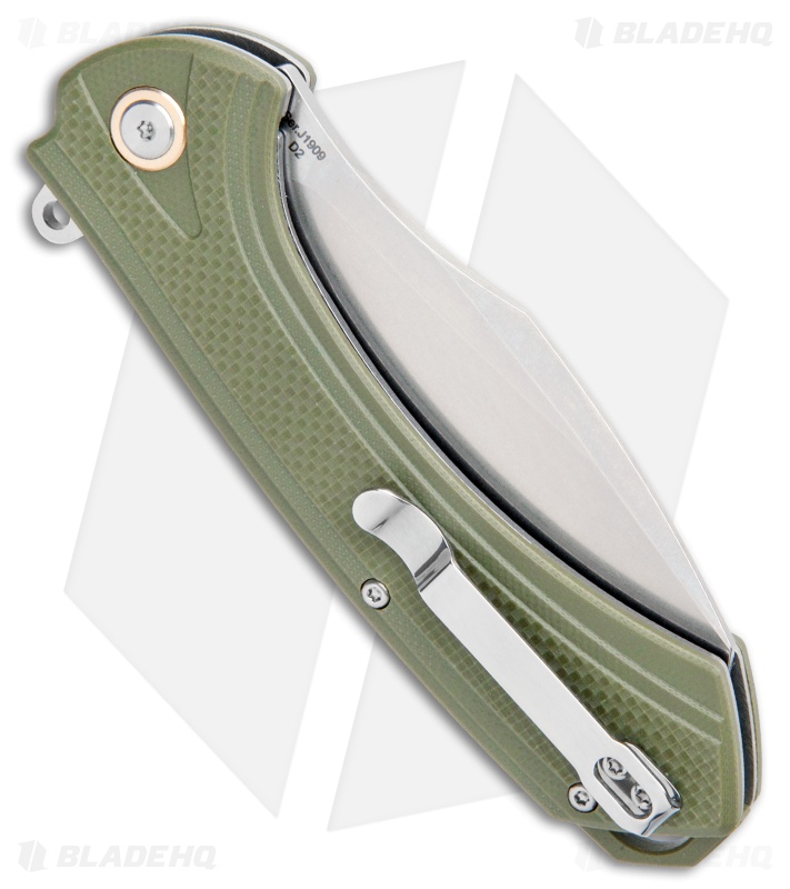 CJRB Cutlery Barranca Liner Lock Knife OD Green G-10 (3.5" Stonewash)