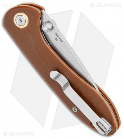 CJRB Small Feldspar Liner Lock Knife Brown G-10 (3" Stonewash)