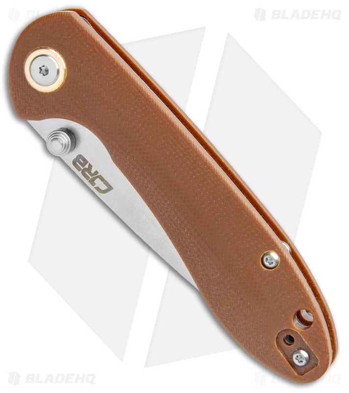 CJRB Small Feldspar Liner Lock Knife Brown G-10 (3" Stonewash)
