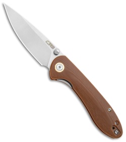 CJRB Small Feldspar Liner Lock Knife Brown G-10 (3" Stonewash)