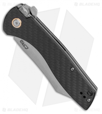 CJRB Kicker Recoil-Lock Knife Carbon Fiber (3.5" Stonewash) J1915-CF