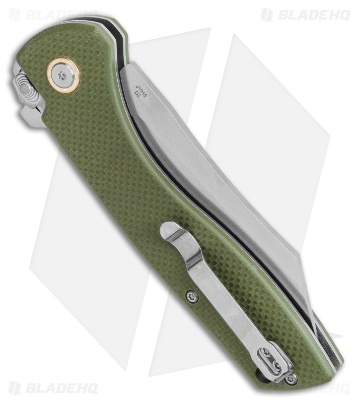 CJRB Kicker Recoil-Lock Knife Green G-10 (3.5