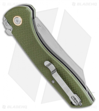 CJRB Kicker Recoil-Lock Knife Green G-10 (3.5" Stonewash) J1915-GN