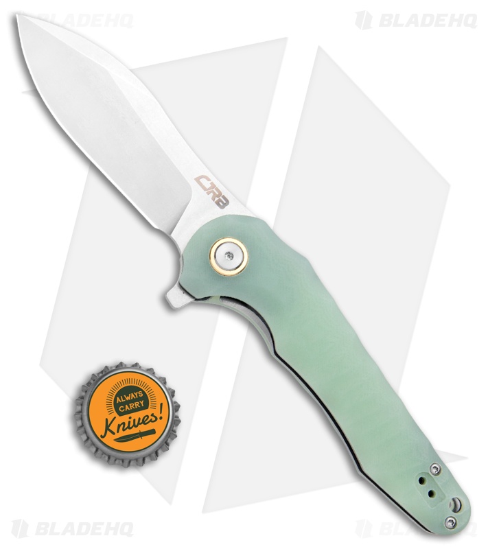 CJRB Mangrove Liner Lock Knife Natural Green G-10 (3.5" Stonewash)