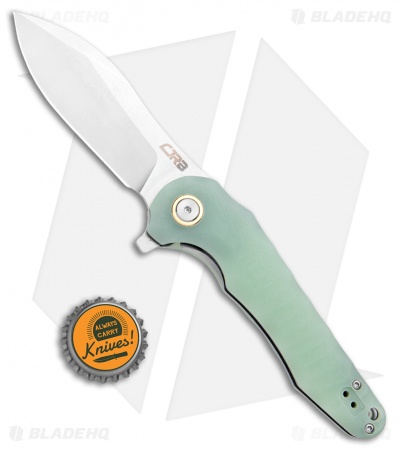 CJRB Mangrove Liner Lock Knife Natural Green G-10 (3.5" Stonewash)