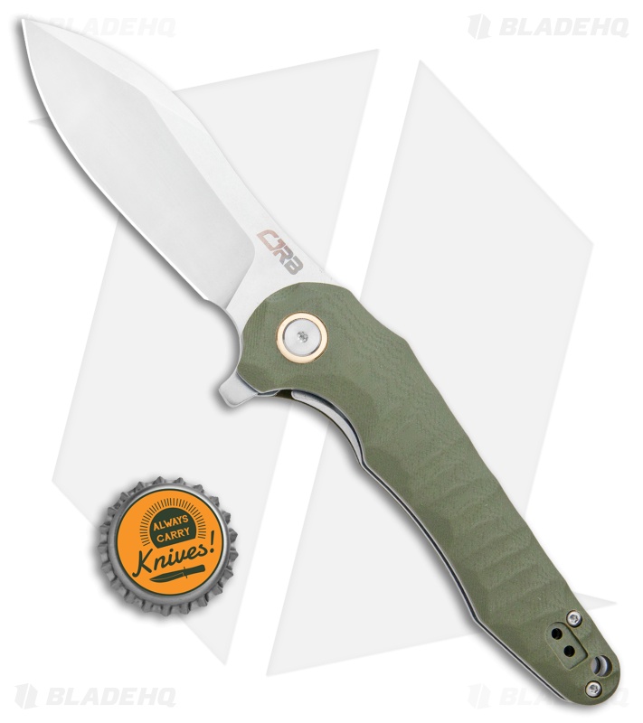 CJRB Mangrove Liner Lock Knife OD Green G-10 (3.5" Stonewash)