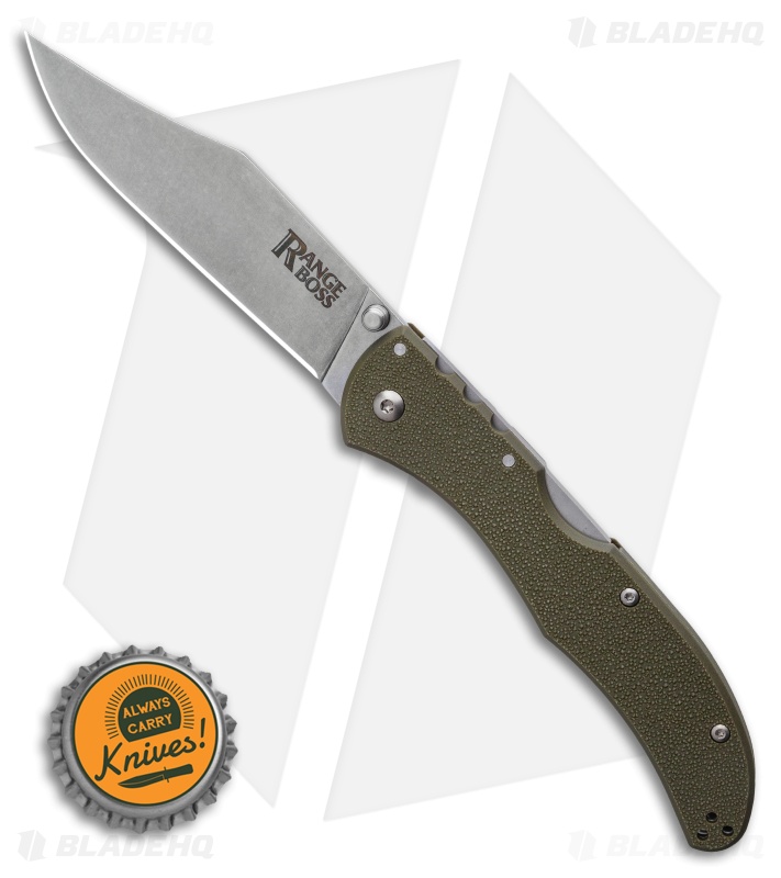 Cold Steel Range Boss Tri-Ad Lock Knife OD Green Zy-Ex (4" Stonewash)