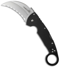 Cold Steel Tiger Claw Karambit Lockback Knife (3.25" Satin Full Serr) 22KFS