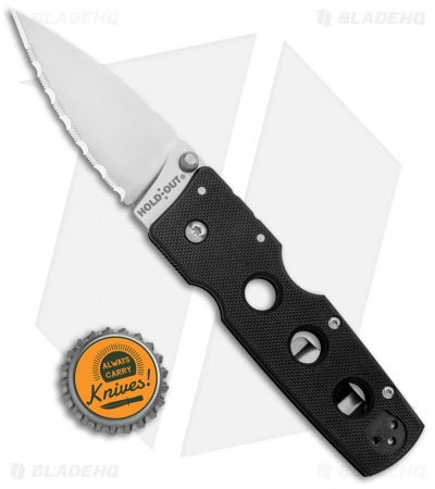 Cold Steel Hold Out 3" Lockback Knife Black G-10 (3" Satin Serr) 