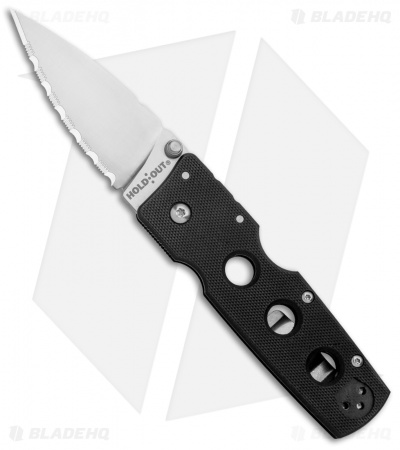 Cold Steel Hold Out 3" Lockback Knife Black G-10 (3" Satin Serr) 