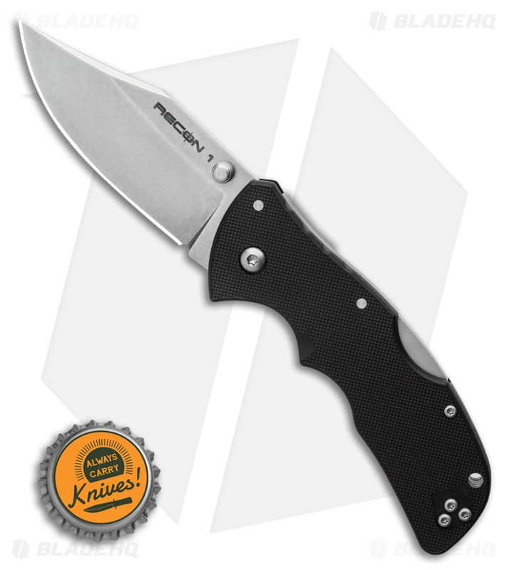 Cold Steel Mini Recon 1 Clip Point Lockback Knife (3" Stonewash) 27TBAC