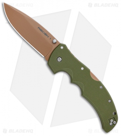 Cold Steel Recon 1 Spear Point Lockback Knife Desert Warrior G-10 (4" Copper)