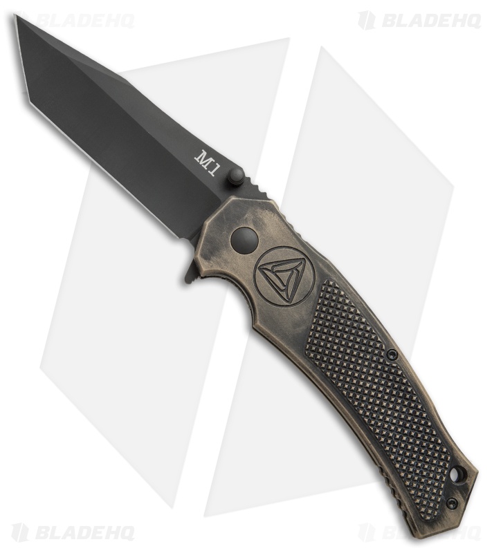 Combative Edge M1-Manual Tanto Knife Battle Worn Tan (3.875