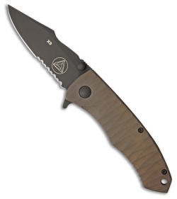 Combative Edge X9 Frame Lock Knife Scalloped Bronze Titanium (3.25" Black Serr)