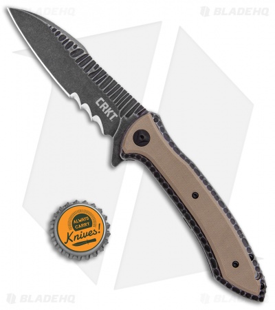 CRKT Apoc w/VEFF Serrations Liner Lock Knife Green G-10 (4" Black) 5381