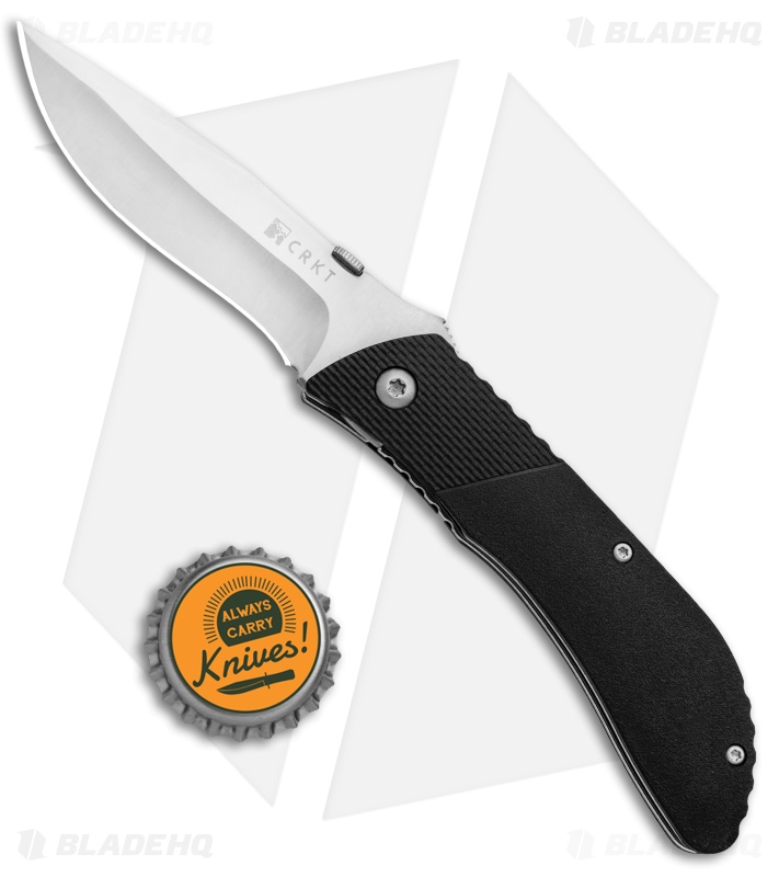 CRKT B.U.L.L. Front Flipper Liner Lock Knife Black Zytel (3
