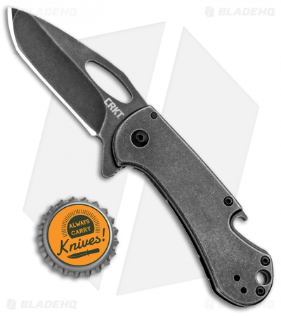 CRKT Bev-Edge Flipper Knife w/ Bottle Opener Black (2.5" Black Stonewash) 4635