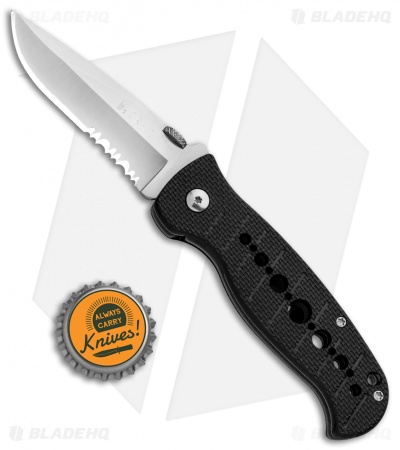 CRKT Crawford Falcon Liner Lock Knife Black Zytel (3" Satin Serr) 6242
