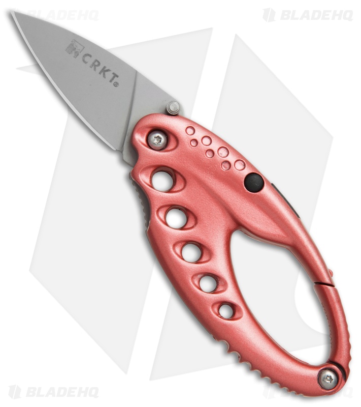 CRKT Lumabiner Pink Liner Lock Knife w/ L.E.D Light (1.6" Bead Blast)