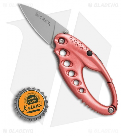CRKT Lumabiner Pink Liner Lock Knife w/ L.E.D Light (1.6" Bead Blast)