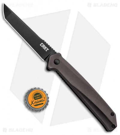 CRKT Onion Helical Liner Lock Knife Black Aluminum (3.52" Black D2) K500GKP