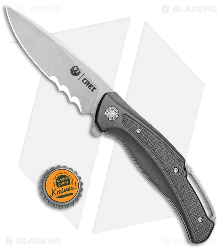 CRKT Ruger Knives Windage Liner Lock Knife Black Aluminum (3.78  