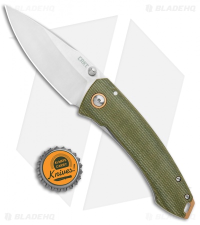 CRKT Exclusive Burnley Tuna Frame Lock Knife Green Micarta (3.3" Satin S35VN)