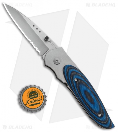 CRKT Viele Wasp Liner Lock Knife Black/Blue G-10 (2.8" Bead Blast Serr) 8012